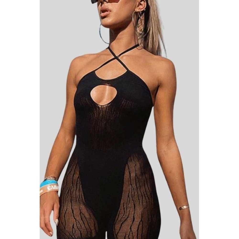 White Fox Boutique Keep Em Guessing Romper Brown Halter Keyhole One Size Womens